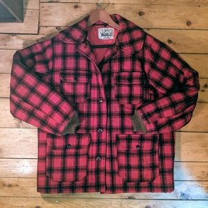 Vintage Woolrich Hunting Jacket | Red Black Flannel Wool Coat | Size Medium